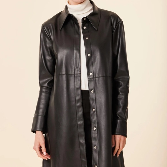 ESQUALO Jackets & Blazers - Esqualo Faux Leather Long Jacket - Black